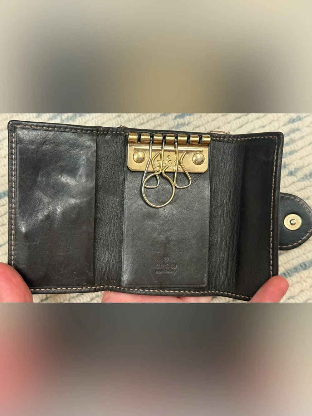 GUCCI Vintage Y2K Iconic Brown GG Monogram Canvas Leather Heart Key Case - Picture 14 of 16